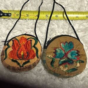 100% algodon mini purse Guatemala embroidered 2pc PURSE HG72